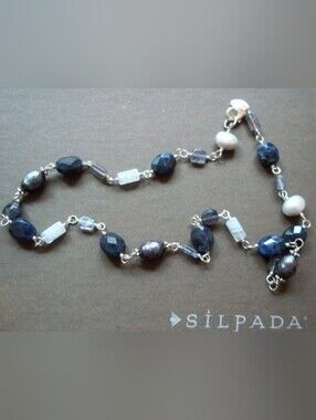 Retired Silpada Silver Blue Necklace N1308
